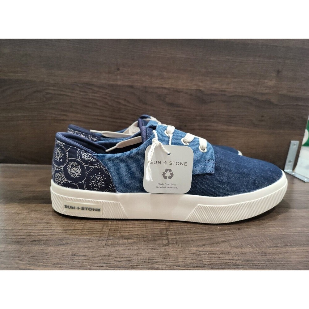 Sun + Stone Men's Kiva Lace-Up Core Sneaker Denim Blue 11M New